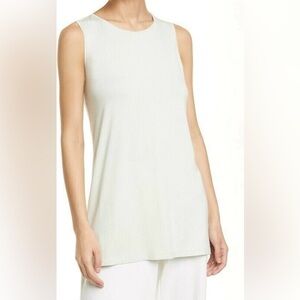 NWT EILEEN FISHER Women's Medium MIST Green CREW Neck LONG TANK Brand NEW